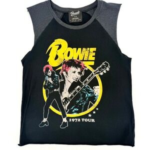 Bravado David Bowie 1972 Tour Tank Top Black Grey Women's Large Goth Grunge